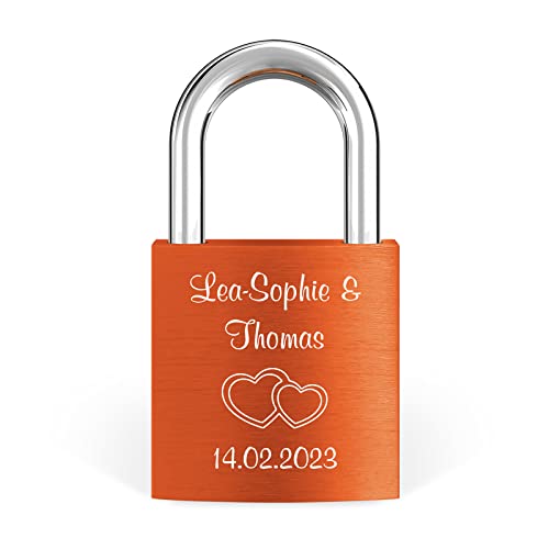 LIEBESSCHLOSS-FACTORY Liebes-Schloss Orange mit Gravur und Schlüssel, gratis Geschenkbox uvm. Jetzt graviertes Vorhängeschloss gestalten! LIEBESSCHLOSS-FACTORY Liebes-Schloss Orange mit Gravur und Schlüssel, gratis Geschenkbox uvm. Jetzt graviertes Vorhängeschloss gestalten!