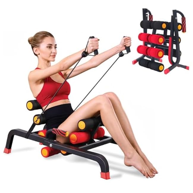 Yoga Massage Chair Multi-Function Gym Machine with Massage Roller for Back Pain Relief, Improve Posture and Spine Health, 350 lbs Weight Capacity, with Tension Rope, Easy to Use and Store