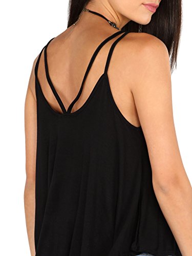 Makemechic Women's Flowy V Neck Strappy Tank Tops Loose Cami Top Black Xl #TOP5