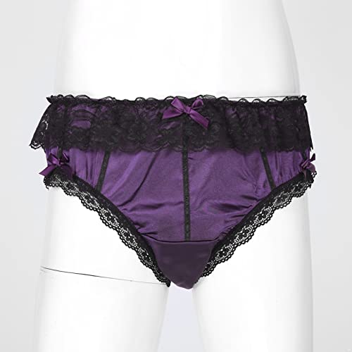 Men's Briefs Underwear Maid Sissy Satin Panties Lace Crossdresser Bikini Bottoms3