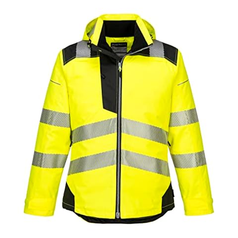 Portwest T400 Men's PW3 Hi Vis Waterproof Winter Jacket - Reflective Quilt Lined Safety Jacket Yellow/Black, Large Cover