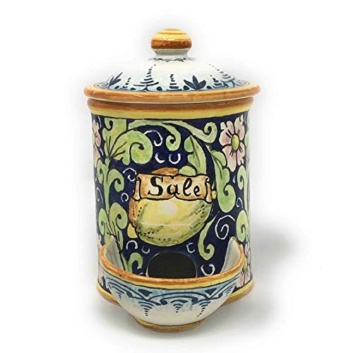 Hand-Painted Italian Ceramic Salt Jar - Authentic Tuscan Pottery for Kitchen Elegance - Image 2