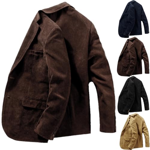 GAGFDA Veste en Velours Homme Style Vintage Décontracté, Blazer Sport Homme avec Revers, Coupe Ajustée en Coton Manches Longues, 2 Boutons, Veste de Bureau...
