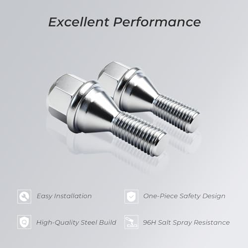 Image of 611-005 20pcs M12x1.25 Chrome Wheel Lug Nut Bolts 19mm Hex 28mm Shank for Jeep Cherokee 2014-2023, for Jeep Compass 2018-2024, for Chrysler 200, for Dodge Dart, Replace# 6511051AA 6509933AA