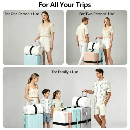 Image of 5 Packs Luggage Straps for Suitcases, 2 Luggage Connector Straps & 2 Adjustable Bungee Luggage Belt & Elastic Strap, Connect Up to 4 Suitcases & Add a Bag, for 20-32 Inch Luggage, Black