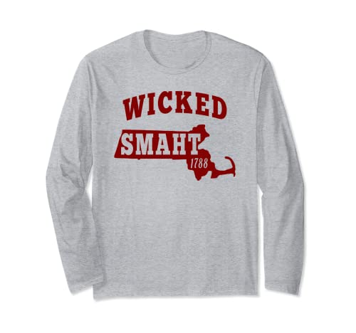 Wicked Smaht Boston Massachusetts Chowda Smart Funny MA Manga Larga
