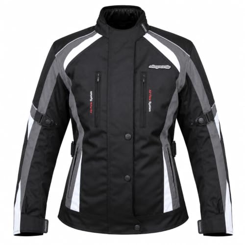 Image of RKsports 747 Ladies WATERPROOF MOTORCYCLE MOTORBIKE JACKET BLACK CE ARMORS (16, Grey)