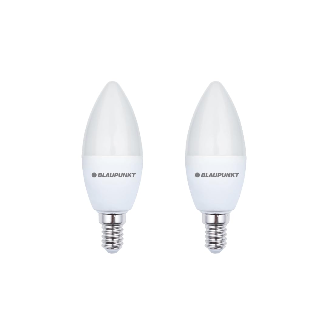 Blaupunkt E14 LED Bulb Candle Lamp Frosted – 7W (Equivalent to 50W), 595 Lumens, 4000K Daylight White LED – Non‑Dimmable, Energy‑Saving Home Lighting – Wall Lamps & Chandeliers – Pack of 2