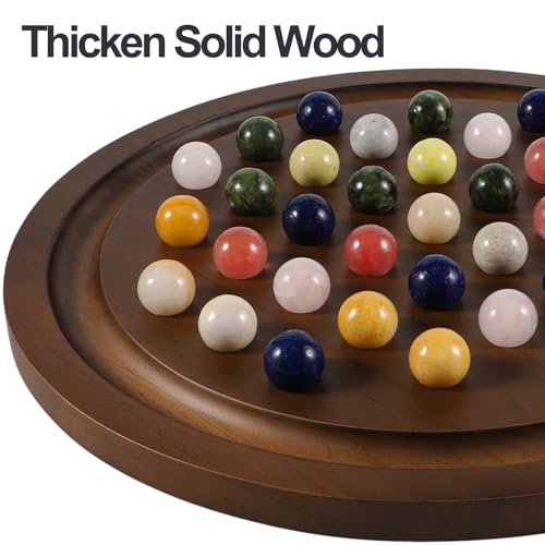 Juego de Solitario con tablero de madera y 36 canicas de mármol miniatura 2