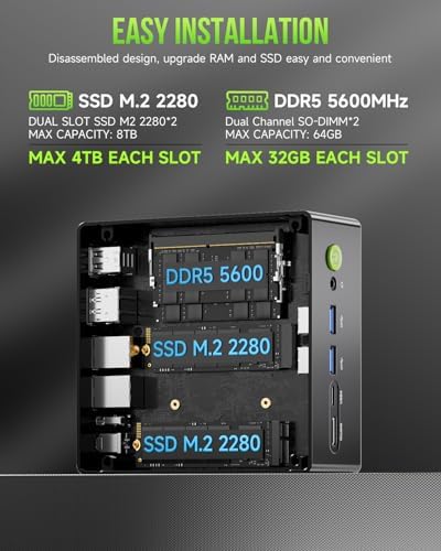 GMKtec Gaming PC, K11 AMD Ryzen 9 8945HS(8C/16T, Up to 5.2GHz), 32GB DDR5 RAM 1TB Mini PC Desktop Computer, Oculink, Dual NIC 2.5GbE LAN, HDMI/DisplayPort/USB4*2 - 2