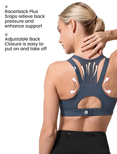 Yvette High Impact Women Sports Bra Front Closure Double Deck Mesh Running Bra For Plus Size, 08Agrey, Xl(Df) #TOP1