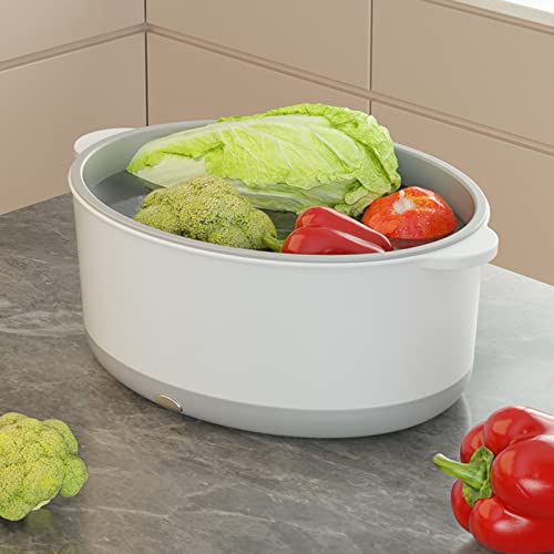 Fruit Groente Wasmachine, IPX7 Waterdichte Afvoermand Grote Capaciteit Fruit Wasmand Ultrasone Multifunctionele Dubbellaagse Keukenbenodigdheden voor fruit en groenten, vlees - Image 5