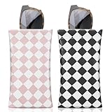 MoKo Squeeze Top Glasses Pouch (2 Pack), Portable Leather Soft Sunglasses Case Anti-Scratch Eyeglasses Bag Goggles Sleeve with Cleaning Cloth for Women Men, Pink White + Black White