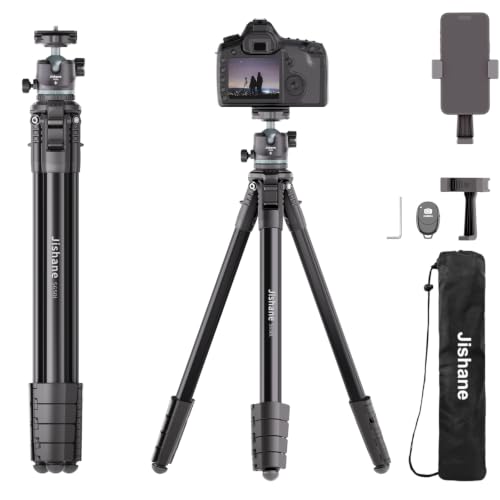 Image of 72 inch Travel Tripod for Camera and Phone, Lightweight Aluminum Tripod with Arca Ball Head, Phone Holder, Quick-Release Plate, Wireless Remote & Carry Bag for DSLR Smartphone Video Recording