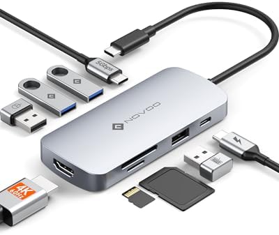 NOVOO 9 in 1 USB C Hub, Multiport Adapter with HDMI 4K@60Hz, 5 Po...