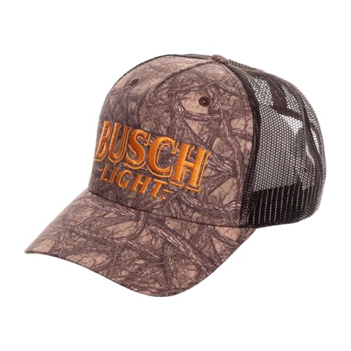 Calhoun Men’s Busch Light Camo Trucker Hat – Officially Licensed Mesh Back Baseball Cap with Embroidered Logo, Adjustable Snapback Outdoor Headwear