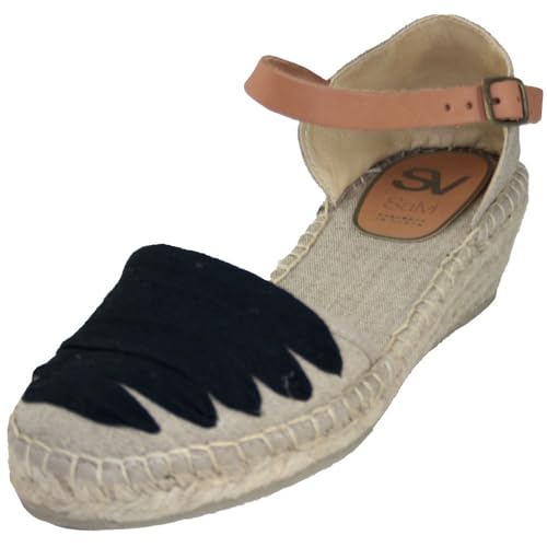 Sandales espadrilles noires Salve 102-017 avec boucle et demi-cale élégante