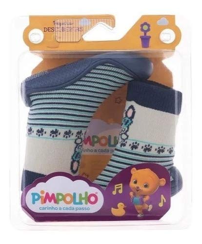 Meia Com Sola Comfort Lúdica Pimpolho Tamanho:19;Cor:Azul-escuro