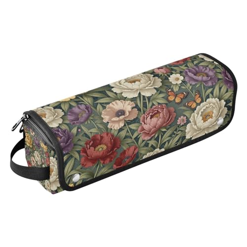 Bolsa de Viaje para Herramientas de Cabello y Alfombrilla Resistente al Calor Impermeable con Diseño Floral Violet Vintage