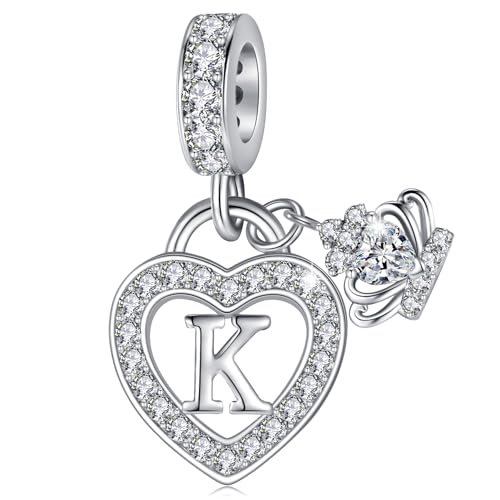 Letter Charms for Charms Bracelet: Silver Heart Alphabet Initial Dangle Charms Bead for Bracelets and Necklaces, Birthday Mother's Day Christmas Jewelry Gifts For Women