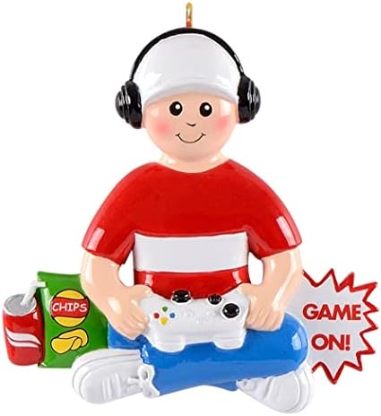 MAXORA Personalized Gamer Boy Christmas Ornament - Video Gamer Hand Controller Gaming Keepsake Gift for Teenage Boy, Kids