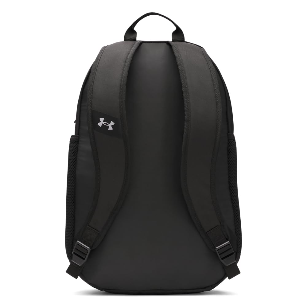Under Armour Hustle Sport 6.0 Sac à dos – Noir/noir/argenté métallisé – OSFM, Noir/argenté métallisé, One Size