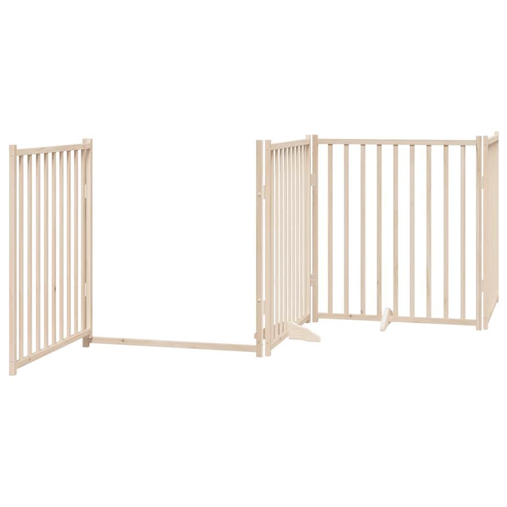 Homgoday Barrera para Perros,Barrera de Seguridad para Perros Mascotas,Valla Perros Interior Puerta para Perros Plegable 6 Paneles Madera de álamo 480 cm