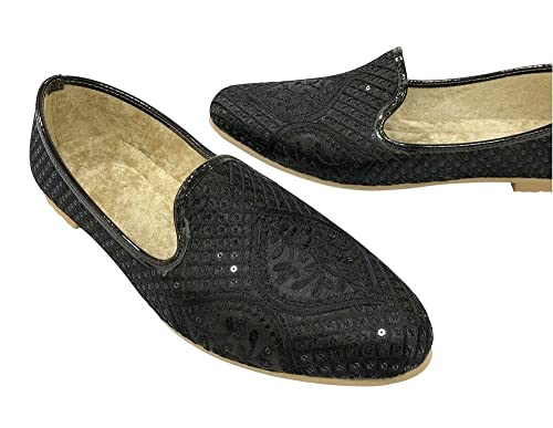 Jutti for Men Black Traditional Handmade Mojari Punjabi Juti Bridal Shoes Ethnic Mojari Indian Shoes3