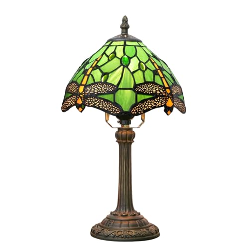 RVHAOODI Lámparas de mesa de vidrio para el dormitorio Mediterráneo Retro Descripción LED Lámpara Sala de estar Decoración del hogar Estudio Vintage Night Light
