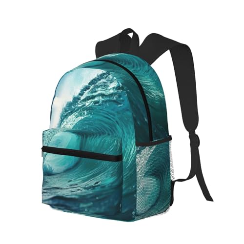 Sac à dos léger Ocean Green Wave unisexe pour voyage et ordinateur portable - 2