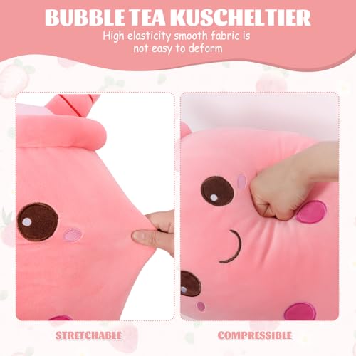 HXPLN Bubble Tea Kuscheltier 50cm, Kawaii Plüschtier, Kissen Süße Plüschtiere für Mädchen und Jungen, PlüSch Spielzeug für Kinder Erwachsene (Rosa)