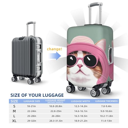 Cute Cat In A Sun Hat Elastic Travel Luggage Covers Dustproof Scratch-Resistant Suitcase Protector Fit 22-24 Inch4