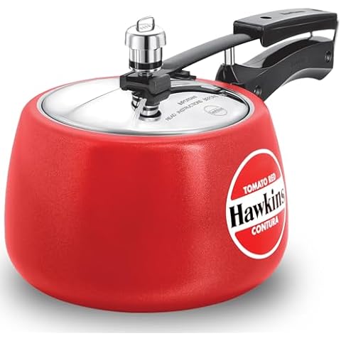 Hawkins Ceramic CTR 30 Coated Contura Pressure Cooker, 3 L, Red Cover
