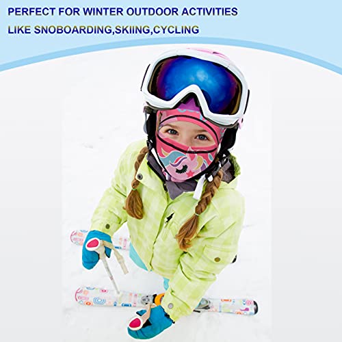 7-Mi Kids Balaclava Ski Mask Windproof Winter Face Warmer Fleece Neck For Boys Girls Cold Weather Winter Sports Skiing,Running,Cycling,Pink,Unicorn thumb #4