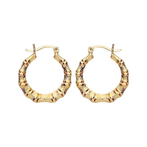 9ct Yellow Gold & Silver Bamboo Hoop Earrings Cover