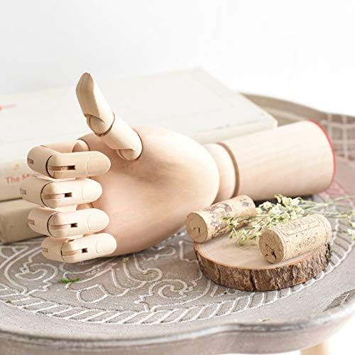 MEETOZ 7 Inch Wooden Hand Model Flexible Moveable Fingers Manikin Hand Figure Hand Model for Drawing, Sketching, Painting(Right Hand)