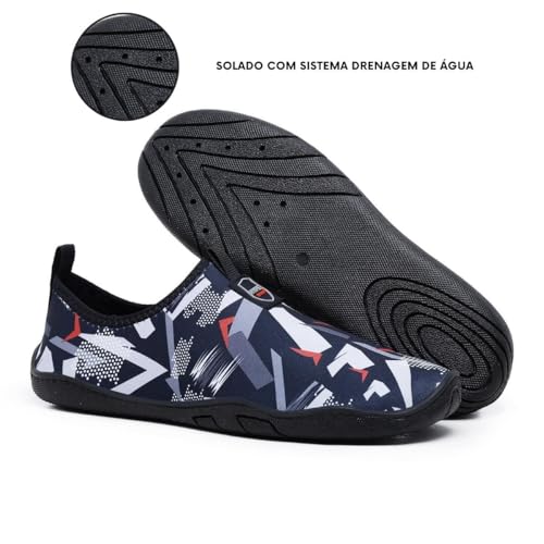 Sapatilha Aquática Nautica Seca Rapido Híbirida Pesca Praia Resistente Unissex (Cinza, BR, Adulto, N