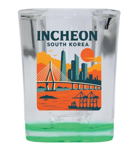 Vaso shot vidrio cuadrado verde 2 oz