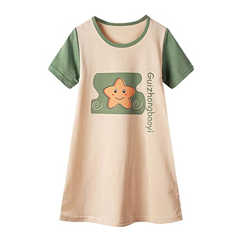 Moonker Toddler Girls Summer Short Sleeve Print Dress Casual Dress Nightdress Clothes Family Pictures Dress