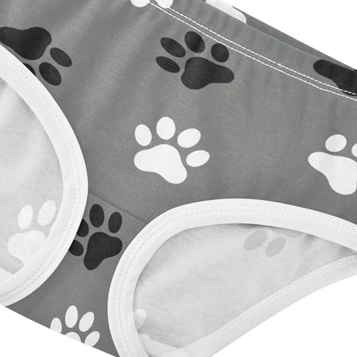 Toddler Underwear Floral 2t Cotton Girl Panties Cute Fun Briefs Kids Undies Black White Dog Paw Gray4