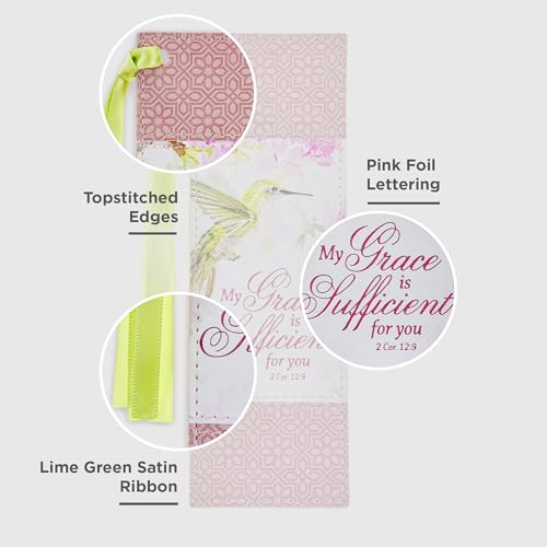 Image of Christian Art Gifts Faux Leather Scripture Bookmark: Grace is Sufficient