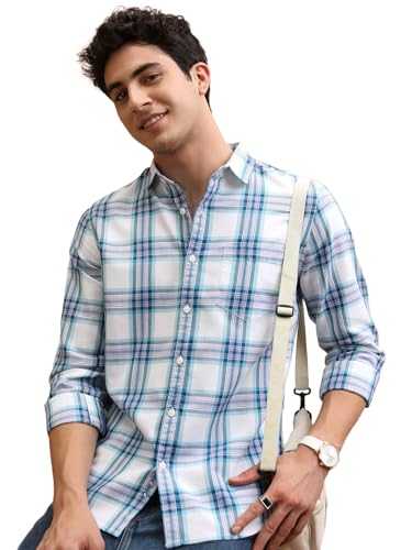 Image of Highlander Men's Slim Fit Check Shirt | Full Sleeves | Spread Collar | Casual Shirts for Men