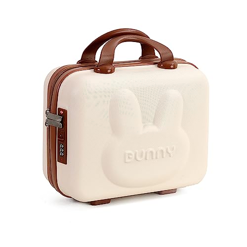 Balakaka Beauty Case da Viaggio per Cosmetici Password Borsa Cosmetica, Beauty Case Rigido regalo della ragazza, Borsa da Toilette Portatile Impermeabile in ABS Custodia con Manico Bianco sporco