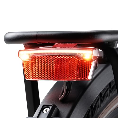 E-Mangue Feux LED pour porte-bagages de vélo avec réflecteur - Feux de freinage approuvés StVZO pour la sécurité de la conduite de nuit