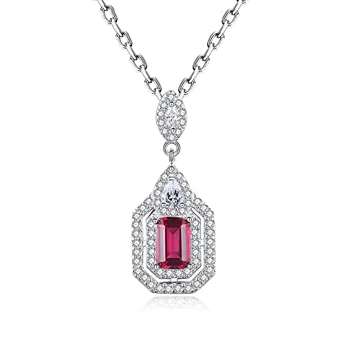 Collier argent 925 femme pendentif gemme rouge cristal clair bijoux fins