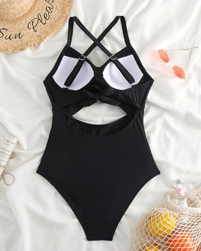 Limeeke Women Cutout One Piece Swimsuit Tummy Control High Waisted Swimwear Wrap Tie Back Bathing Suit4