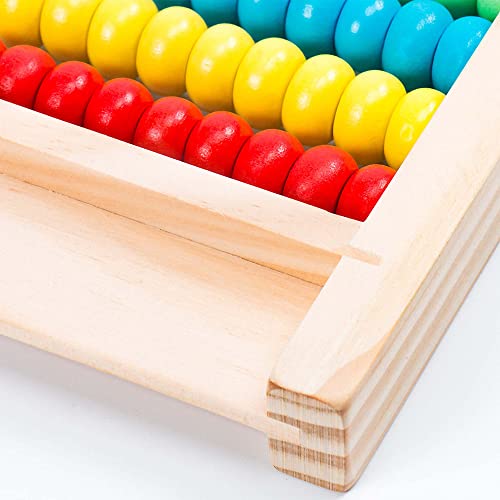 VingaHouse Grundschule Rechenschieber Abakus, Abacus Rechner Kinder Abakus Zählrahmen zum Rechnen mit 100 mehrfarbigen Perlen Zählstäbchen,Zahlenalphabetkarten,Abakus Spielzeug Kinder ab 3 Jahre