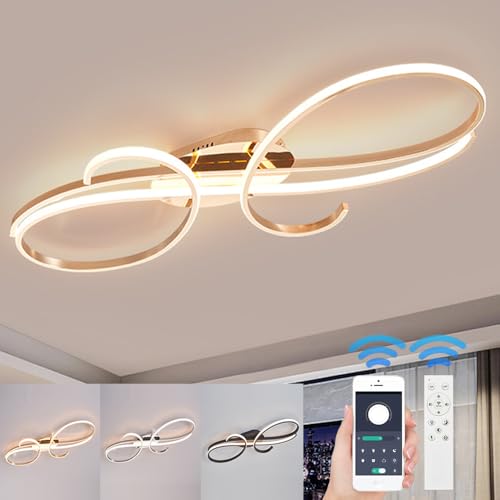 WSXEDC Moderne Kreative LED Deckenleuchte Dimmbare Metall Chrom für die...