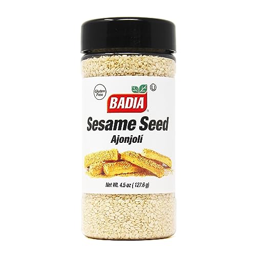 Badia Sesame Seed Hulled, 4.5 oz – Nutty Mild Flavor for Baking, Cooking, Salads, & Breads