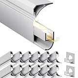 LASLUX 5 profili angolari in alluminio, 2 m (10 m), battiscopa con diffusore bianco opaco, per strisce LED da 9 mm, cartongesso e montaggio a soffitto, 36,4 x 60,2 mm